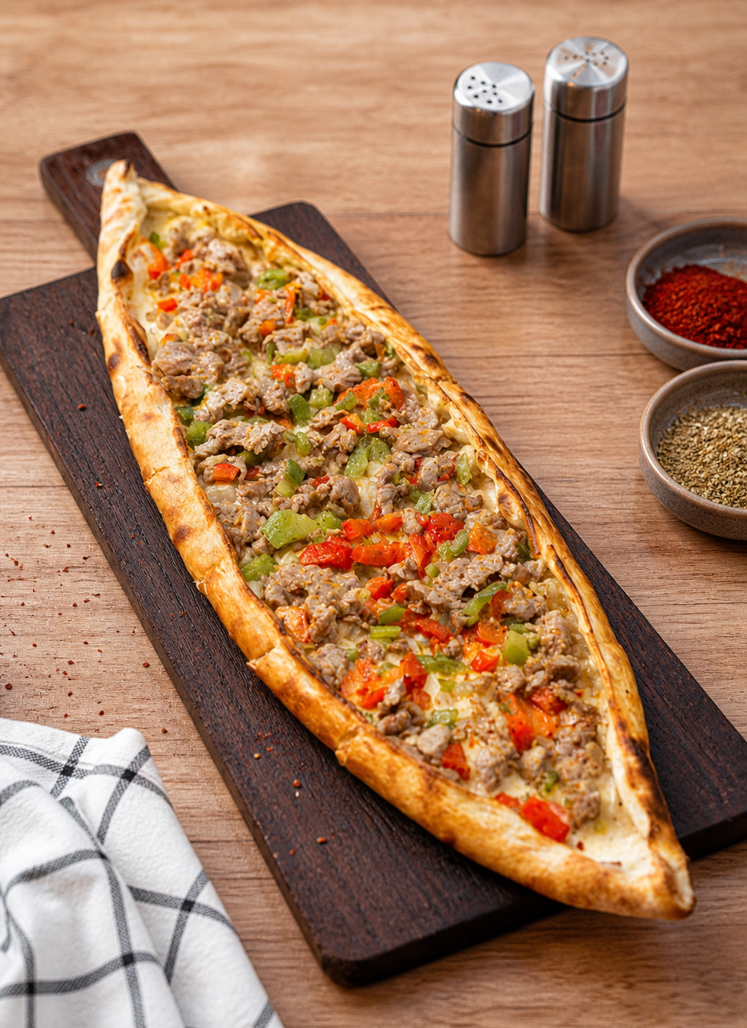 Pide — pain plat turc à la viande hachée et légumes